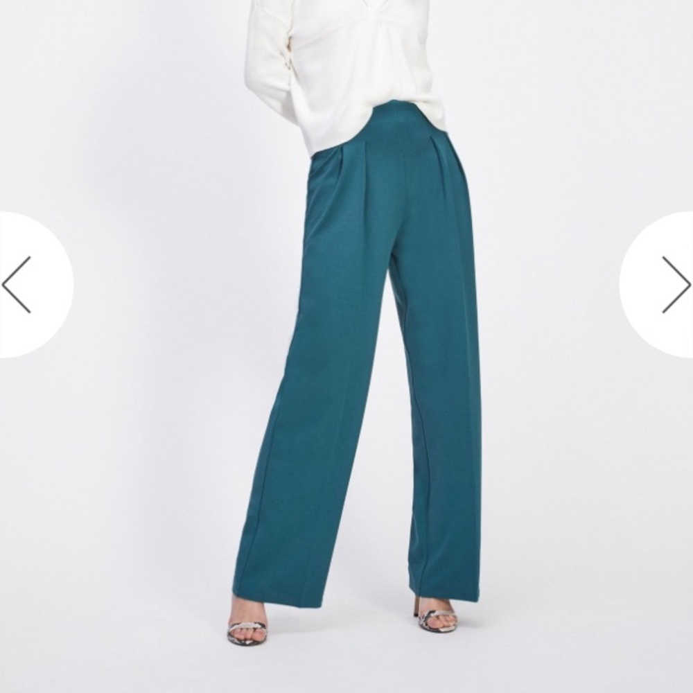 Miss Selfridge - Teal Button Tab Trousers